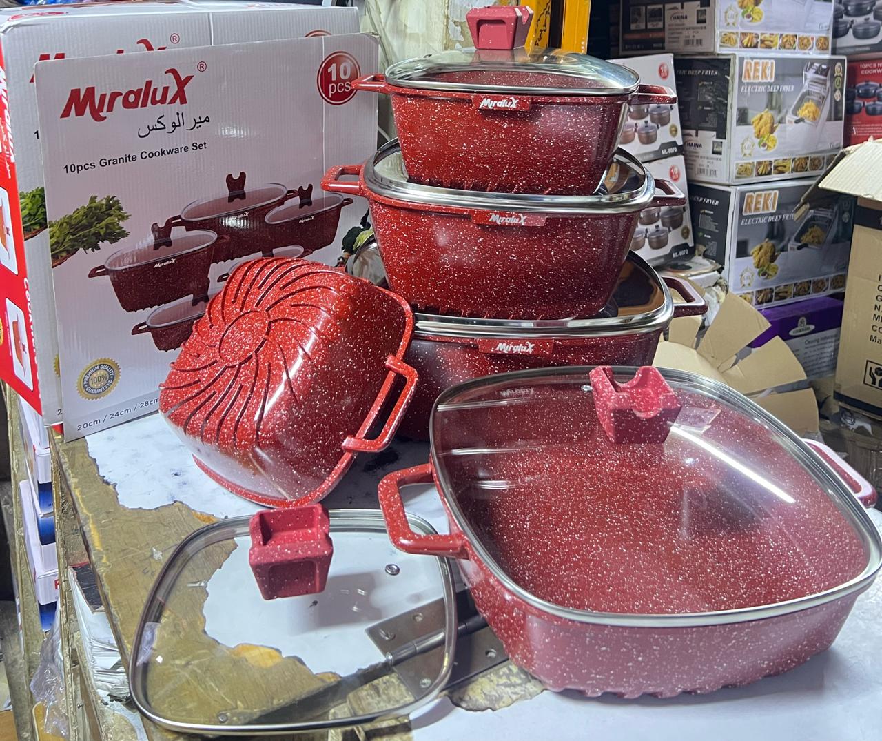 10 pcs granite miralux cookware set.